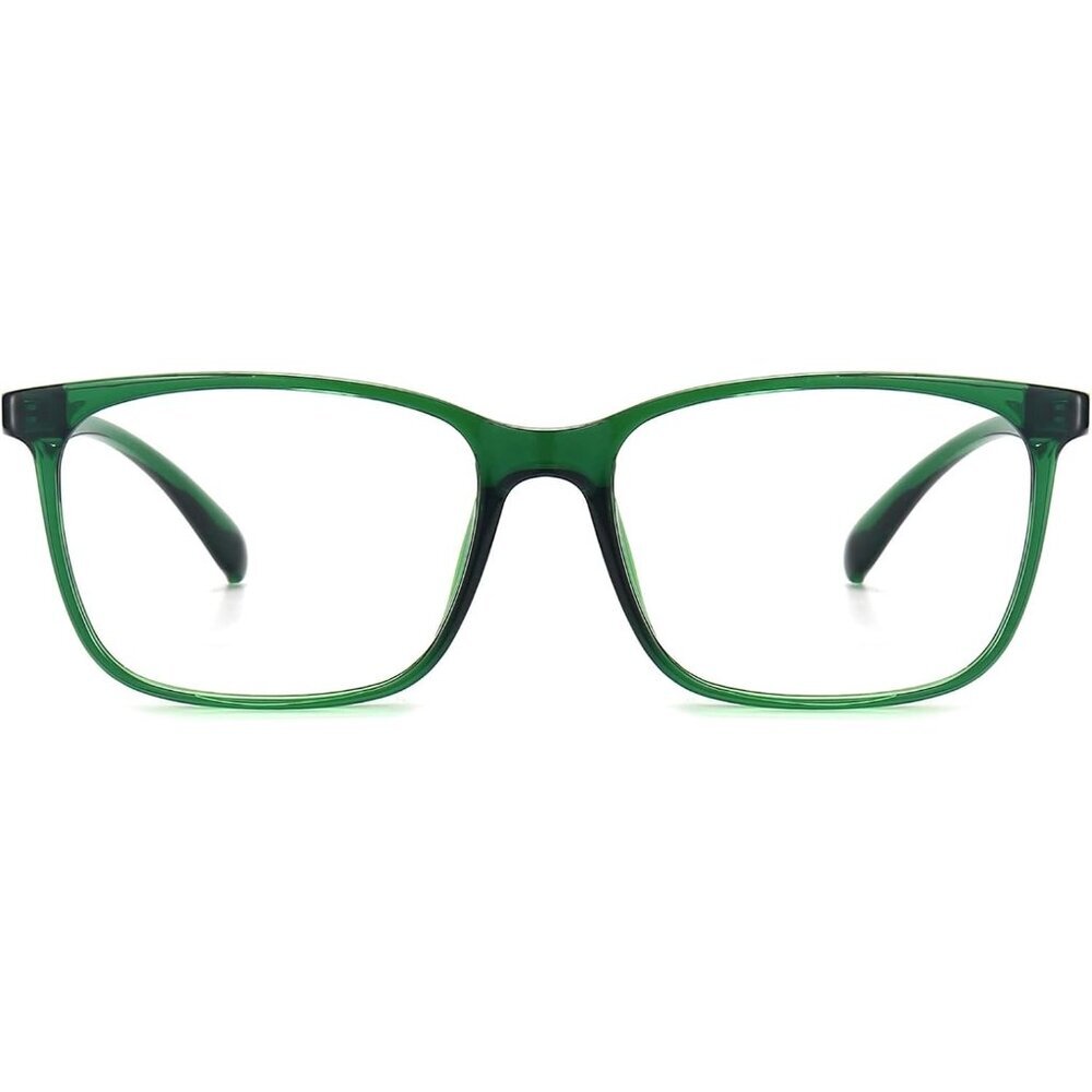 Unisex Green Square Lightweight Frame Anti Eyestrain Light Blocking Glasses